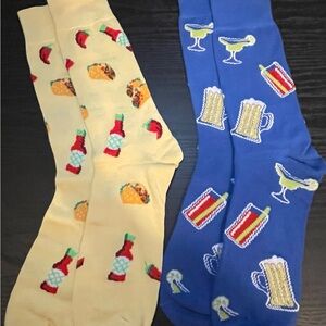 Fun Patterned Men's Socks Set - Tacos, Beer, Ketchup and Margaritas